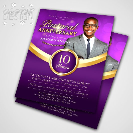 Pastorale Jubiläumsveranstaltung Lila und goldene Flyer