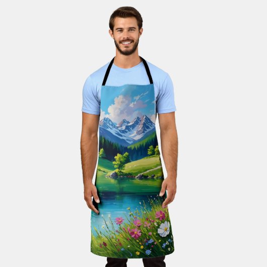 Pastorale Palette - Landschaftlicher See Schürze (Getragen)