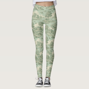 Pastorale Sage-Grün-Toile-Landschafts-Szene Leggings