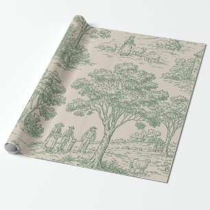 Pastorale Sage-Grün-Toile-Landschaftsszene 2 Geschenkpapier
