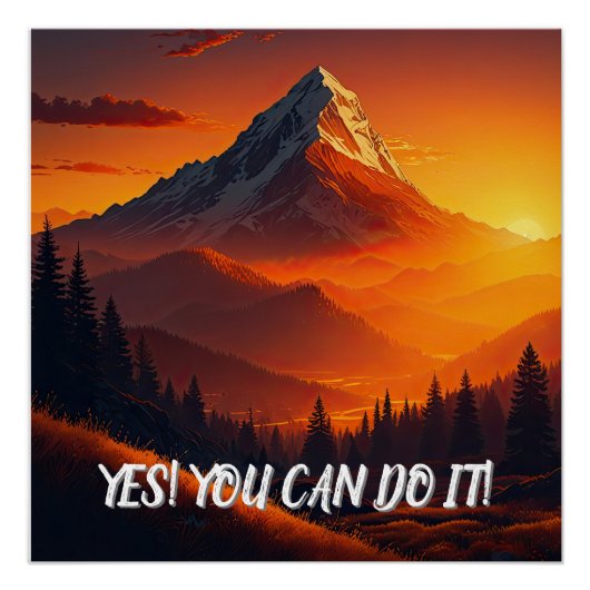 Pastorale Sunset Mountain Landschaft Poster (Vorderseite)