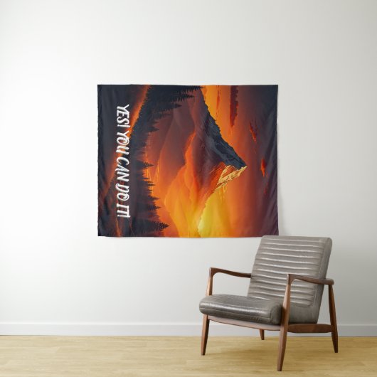 Pastorale Sunset Mountain Landschaft Wandteppich (Beispiel (Horizontal))