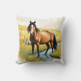 Pastorales Pferd in erdigen Tones Kissen