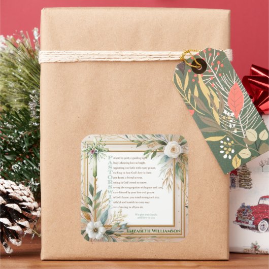 Pastors Ehefrau Wertschätzung Geschenk Gedicht Per Quadratischer Aufkleber (Feiertag)