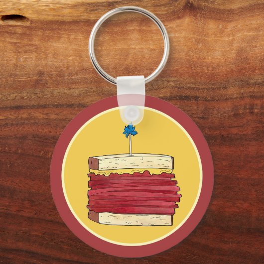 Pastrami auf Rye NYC Kosher Jewish Deli Sandwich Schlüsselanhänger (Rückseite)