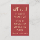 Pastrami Sandwich jüdisch Deli Food Restaurant Koc Visitenkarte (Rückseite)