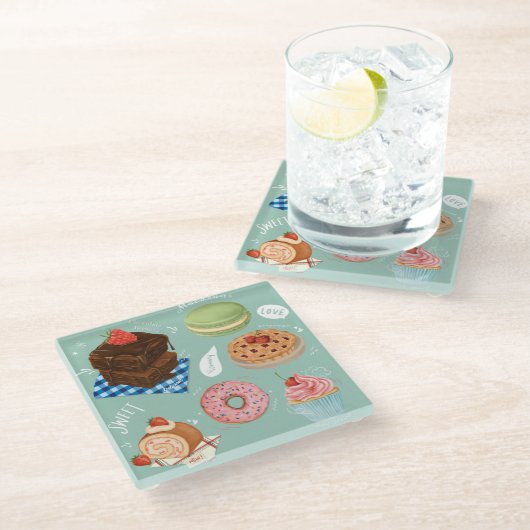 Pastries Glass Untersetzer (Schrägansicht)