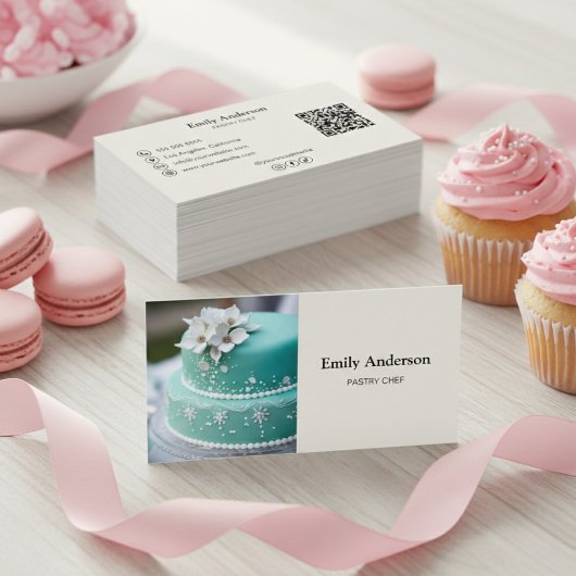 Pastry Chef Bakery Photo QR Code  Visitenkarte