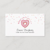 Pastry Chef Bakery Pink Heart Donut Watercolor Visitenkarte (Vorderseite)