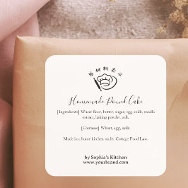 Pastry Chef Minimalist Bakery Ingredient Label Quadratischer Aufkleber