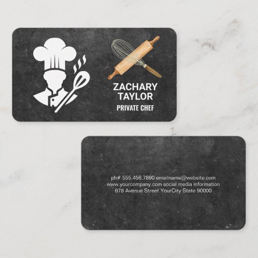 Pastry Chef | Whisk Rolling Pin | Baker Visitenkarte (Vorne/Hinten)