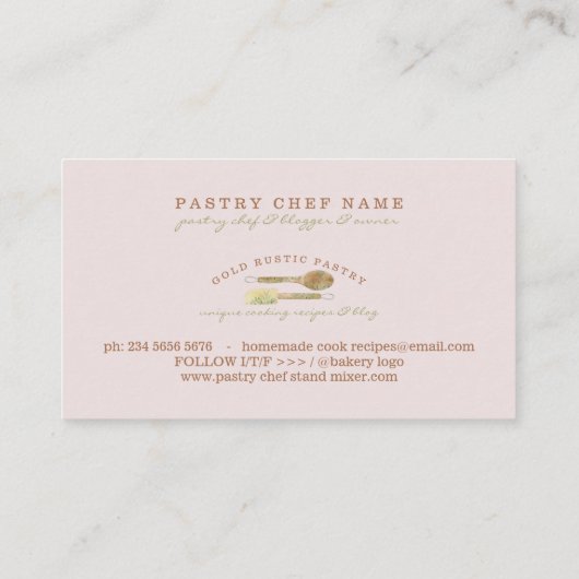 Pastry floral Rustikaler Löffel Spatel elegantes L Visitenkarte (Rückseite)