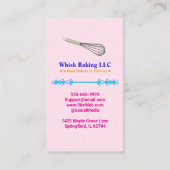 Pastry Whisk Chef & Baker | Elegant Cake Bakery  Visitenkarte (Rückseite)