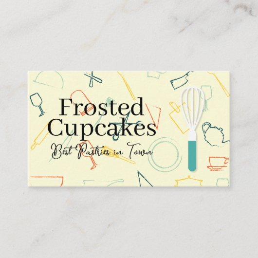 Pastry Whisk | Cooking Tools Background Visitenkarte (Vorderseite)