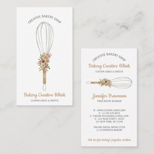 Pastry Whisk Logo boho Visitenkarte (Vorne/Hinten)