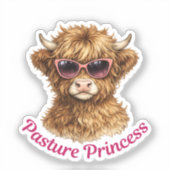 Pasture Princess Cute Funny Highland Cow Aufkleber (Vorderseite)