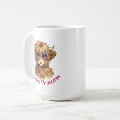 Pasture Princess Cute Funny Highland Cow Kaffeetasse (Vorderseite Links)