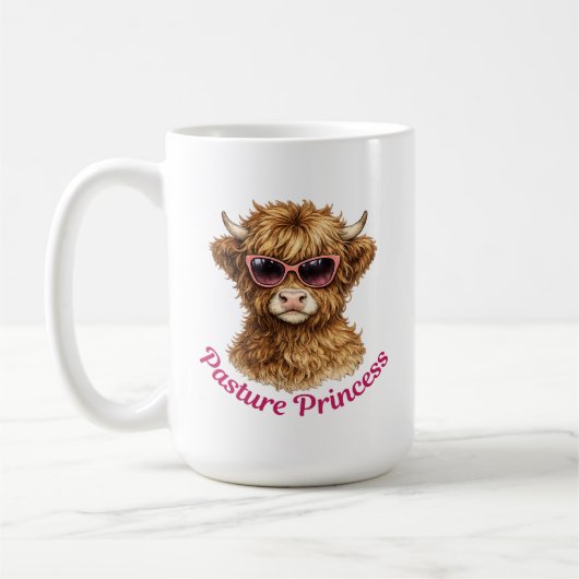 Pasture Princess Cute Funny Highland Cow Kaffeetasse (Links)