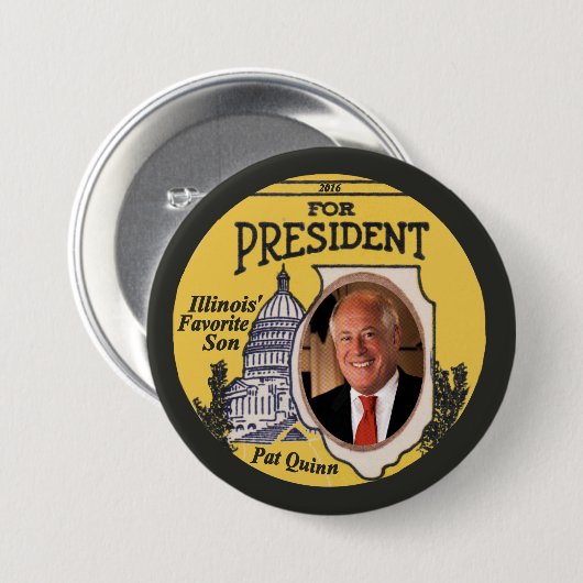 Pat Quinn Demokrat für Präsidenten 2016 Button (Vorne & Hinten)