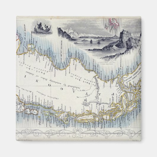 Patagonia, aus einer Reihe von Weltkarten veröffen Magnet (Vorne)