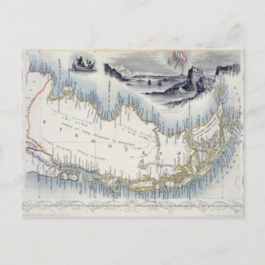 Patagonia, aus einer Reihe von Weltkarten veröffen Postkarte (Vorderseite)