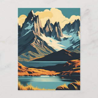 Patagonien Vintage-Reiseposter-Stil Landschaft Postkarte