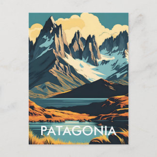 Patagonien Vintage-Reiseposter-Stil Landschaft Postkarte