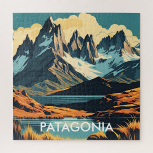 Patagonien Vintage-Reiseposter-Stil Landschaft Puzzle
