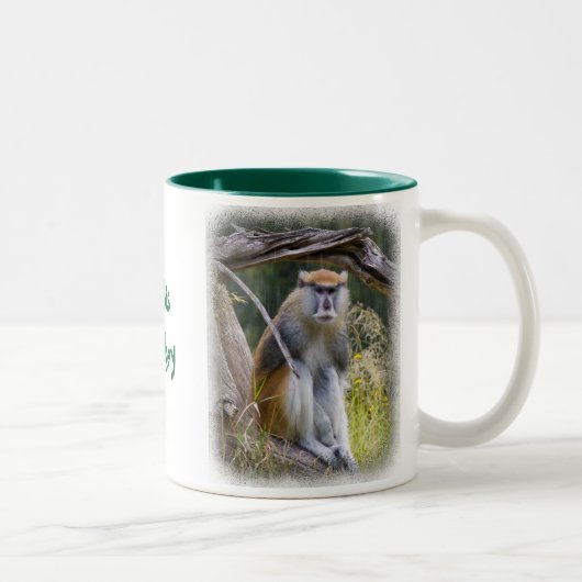 Patas Monkey auf Weiß Zweifarbige Tasse (Rechts)