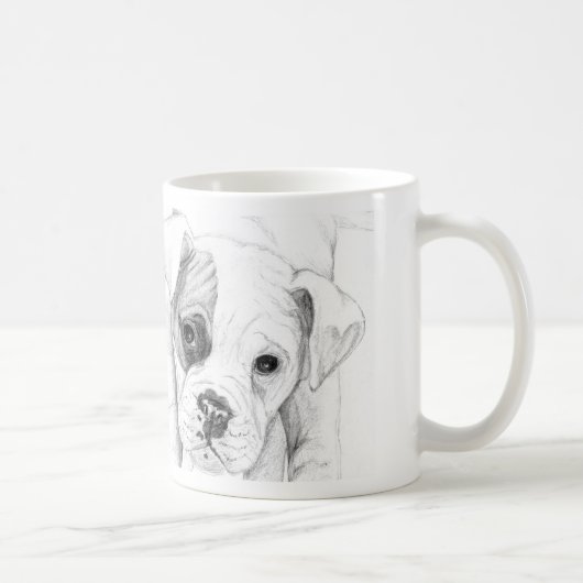 Patch A Boxer Puppy Zeichne Kunst Kaffeetasse (Rechts)