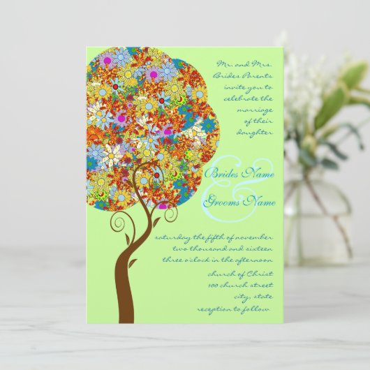 Patch Blume Liebe Tree Einladung Hochzeit (Stehend Vorderseite)