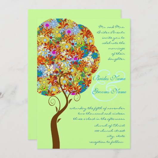 Patch Blume Liebe Tree Einladung Hochzeit (Vorne/Hinten)