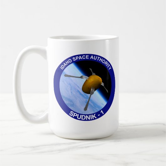 Patch für die Satellitenmission von Idaho Spudnik Kaffeetasse (Links)