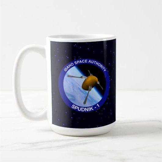 Patch für die Satellitenmission von Idaho Spudnik Kaffeetasse (Links)
