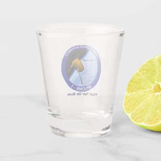 Patch für die Satellitenmission von Idaho Spudnik Schnapsglas (Rückseite)