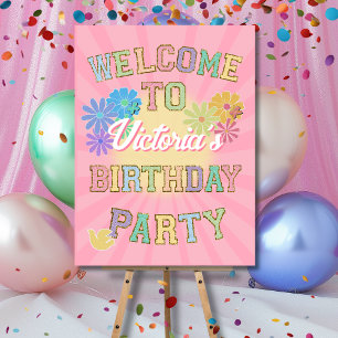 Patch Letter Birthday Party Preppy Hippie Willkomm Poster