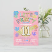 Patch Letter Birthday Party Retro Preppy Hippie Einladung (Stehend Vorderseite)