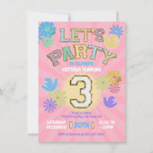Patch Letter Birthday Party Retro Preppy Hippie Einladung (Vorderseite)