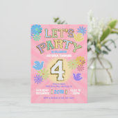 Patch Letter Birthday Party Retro Preppy Hippie Einladung (Stehend Vorderseite)