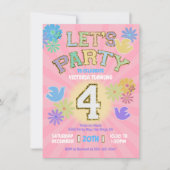 Patch Letter Birthday Party Retro Preppy Hippie Einladung (Vorderseite)