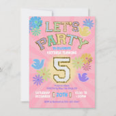 Patch Letter Birthday Party Retro Preppy Hippie Einladung (Vorderseite)