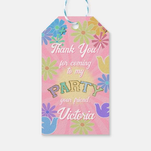 Patch Letter Birthday Party Retro Preppy Hippie Geschenkanhänger (Rückseite)