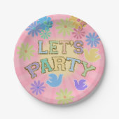 Patch Letter Birthday Party Retro Preppy Hippie Pappteller (Vorderseite)