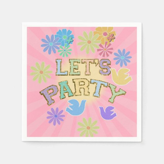 Patch Letter Birthday Party Retro Preppy Hippie Serviette (Vorderseite)