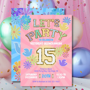 Patch Letter Birthday Quinceañera Let's Party Einladung