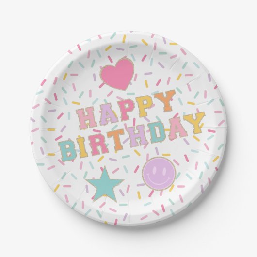 Patch lustige Buchstaben Geburtstag Papier Teller (Vorderseite)