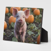 **"Patch of Joy: A Happy Baby Pig Under Pumpkins"* Fotoplatte (Seite)