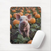 **"Patch of Joy: A Happy Baby Pig Under Pumpkins"* Mousepad (Mit Mouse)