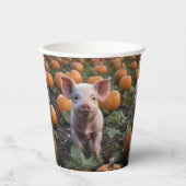 **"Patch of Joy: A Happy Baby Pig Under Pumpkins"* Pappbecher (Vorderseite)