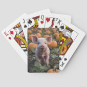 **"Patch of Joy: A Happy Baby Pig Under Pumpkins"* Spielkarten (Rückseite)